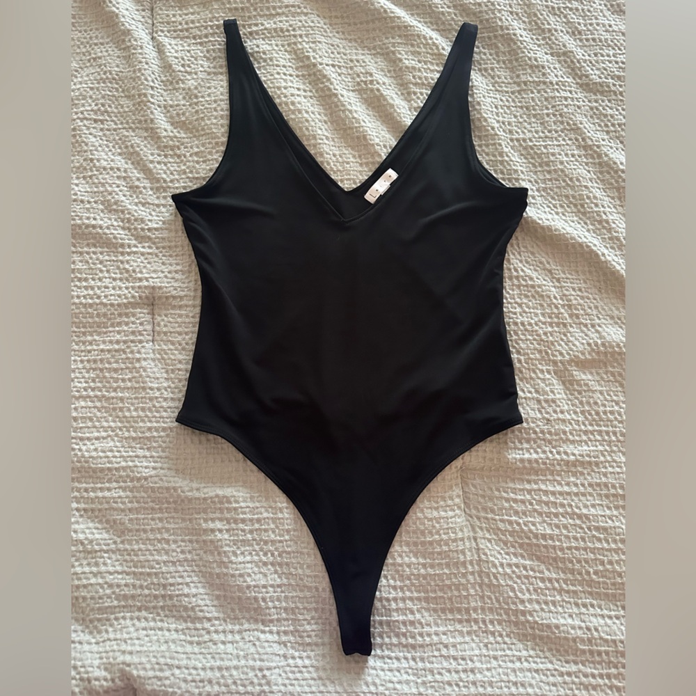 Black deep plunge bodysuit